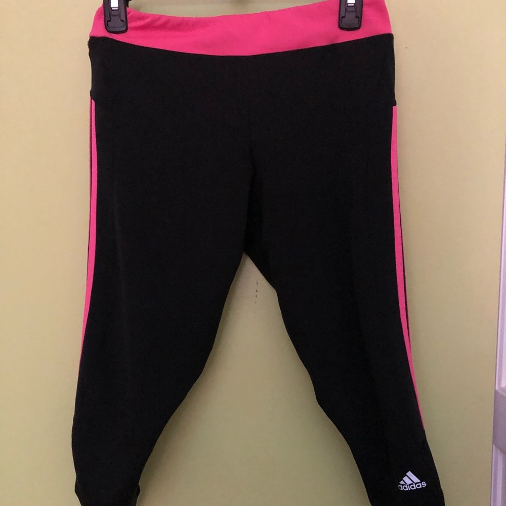 Adidas Climalite Black & Pink Cropped Leggings